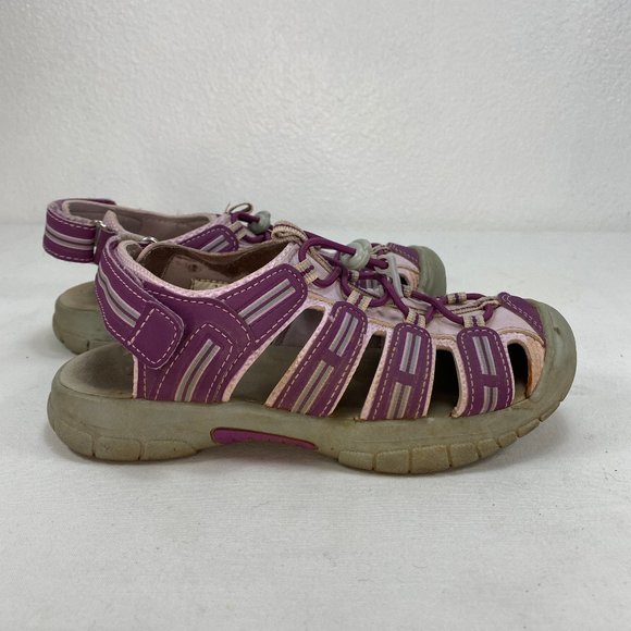 Khombu Sandy Closed Toe Water Sandals Purple/Gray Girls Size 1 Hook & Loop Strap - Picture 1 of 9